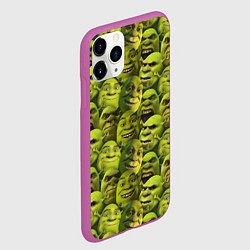 Чехол iPhone 11 Pro матовый Шрек - паттерн, цвет: 3D-фиолетовый — фото 2