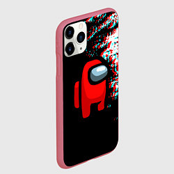 Чехол iPhone 11 Pro матовый Among us краски глитч, цвет: 3D-малиновый — фото 2