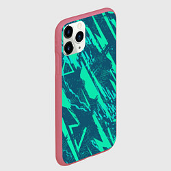 Чехол iPhone 11 Pro матовый Абстракция геометрический светло зеленый паттерн, цвет: 3D-малиновый — фото 2