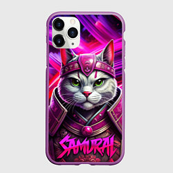 Чехол iPhone 11 Pro матовый Кот в самурайском стиле