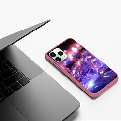 Чехол iPhone 11 Pro матовый Плавление абстрактных блестящих камней, цвет: 3D-малиновый — фото 2