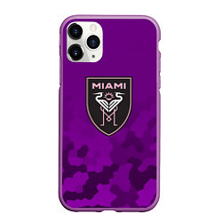 Чехол iPhone 11 Pro матовый Inter Miami logo pattern, цвет: 3D-фиолетовый