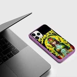 Чехол iPhone 11 Pro матовый Девушка sexy самурай на черном фоне, цвет: 3D-фиолетовый — фото 2