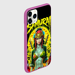 Чехол iPhone 11 Pro матовый Девушка sexy самурай на черном фоне, цвет: 3D-фиолетовый — фото 2