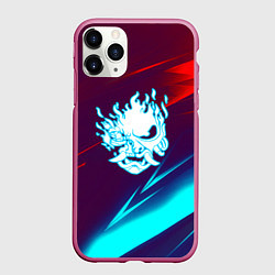 Чехол iPhone 11 Pro матовый Samurai geometry stripes neon, цвет: 3D-малиновый