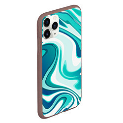 Чехол iPhone 11 Pro матовый Кислотно синий белый мраморный фон, цвет: 3D-коричневый — фото 2