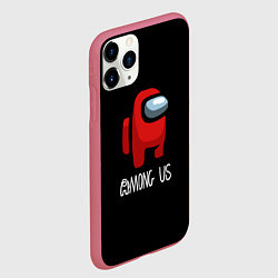 Чехол iPhone 11 Pro матовый Among us красный лого, цвет: 3D-малиновый — фото 2