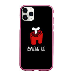 Чехол iPhone 11 Pro матовый Among us logo red, цвет: 3D-малиновый