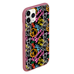 Чехол iPhone 11 Pro матовый Funny bunny color graffiti pattern, цвет: 3D-малиновый — фото 2