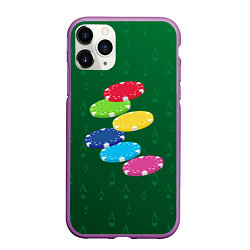Чехол iPhone 11 Pro матовый Фишки -игра, цвет: 3D-фиолетовый