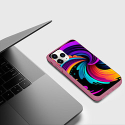 Чехол iPhone 11 Pro матовый Яркая красочная абстракция - нейроарт, цвет: 3D-малиновый — фото 2