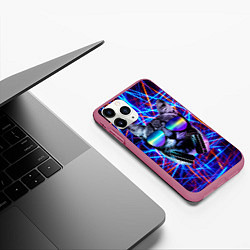 Чехол iPhone 11 Pro матовый Cat DJ neon, цвет: 3D-малиновый — фото 2