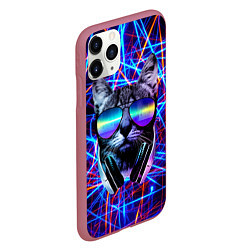 Чехол iPhone 11 Pro матовый Cat DJ neon, цвет: 3D-малиновый — фото 2