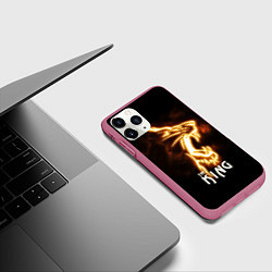 Чехол iPhone 11 Pro матовый Lion fire King, цвет: 3D-малиновый — фото 2