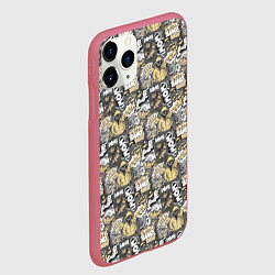 Чехол iPhone 11 Pro матовый Комикс инкогнито паттерн поп-арт, цвет: 3D-малиновый — фото 2