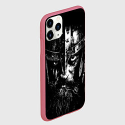 Чехол iPhone 11 Pro матовый Суровый викинг в железном шлеме, цвет: 3D-малиновый — фото 2