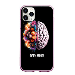 Чехол iPhone 11 Pro матовый Открой разум: мозг с цветами - Open mind, цвет: 3D-розовый