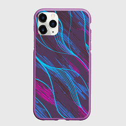 Чехол iPhone 11 Pro матовый Абстракция геометрических линий, цвет: 3D-фиолетовый