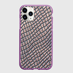 Чехол iPhone 11 Pro матовый Кожаный принт, цвет: 3D-фиолетовый