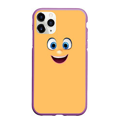 Чехол iPhone 11 Pro матовый Эмоция радости - лицо крупное, цвет: 3D-фиолетовый
