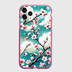 Чехол iPhone 11 Pro матовый Цветущие ветки японской сакуры