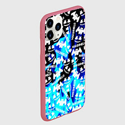 Чехол iPhone 11 Pro матовый Marshmello fire, цвет: 3D-малиновый — фото 2