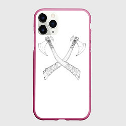 Чехол iPhone 11 Pro матовый Топоры, цвет: 3D-малиновый