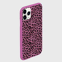 Чехол iPhone 11 Pro матовый Шкура леопарда в черно розовую текстуру, цвет: 3D-фиолетовый — фото 2
