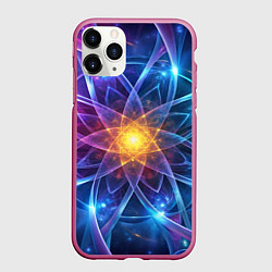 Чехол iPhone 11 Pro матовый Космический закрученный узор-лотос: энергия вселен, цвет: 3D-малиновый