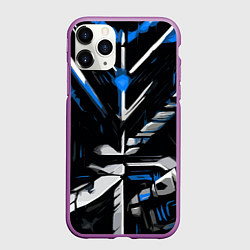 Чехол iPhone 11 Pro матовый Сине-металлическая абстракция, цвет: 3D-фиолетовый