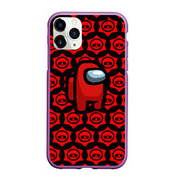 Чехол iPhone 11 Pro матовый Among us pattern brawl stars