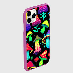 Чехол iPhone 11 Pro матовый Биолюминесцентные кислотные грибы, цвет: 3D-фиолетовый — фото 2