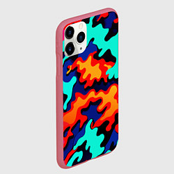 Чехол iPhone 11 Pro матовый Разноцветный кислотный камуфляж, цвет: 3D-малиновый — фото 2