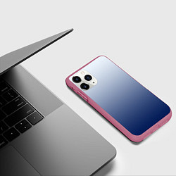 Чехол iPhone 11 Pro матовый Бело синий градиент, цвет: 3D-малиновый — фото 2