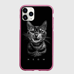 Чехол iPhone 11 Pro матовый Cat meow black and white - big picture, цвет: 3D-малиновый