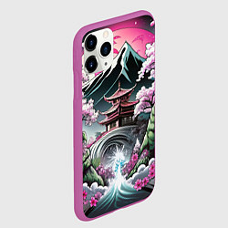 Чехол iPhone 11 Pro матовый Пейзаж Японии природа, цвет: 3D-фиолетовый — фото 2