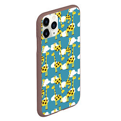 Чехол iPhone 11 Pro матовый Жирафы в облаках, цвет: 3D-коричневый — фото 2