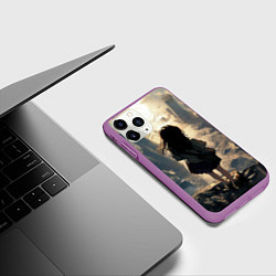 Чехол iPhone 11 Pro матовый Девушка и город, цвет: 3D-фиолетовый — фото 2