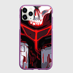 Чехол iPhone 11 Pro матовый Red stripes on a black and white background, цвет: 3D-фиолетовый