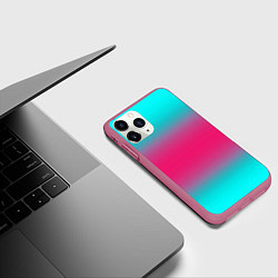Чехол iPhone 11 Pro матовый Градиент текстура неон, цвет: 3D-малиновый — фото 2