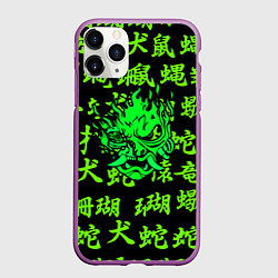 Чехол iPhone 11 Pro матовый Cyberpunk 2077 game japan, цвет: 3D-фиолетовый