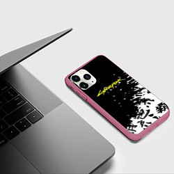 Чехол iPhone 11 Pro матовый Cyberpunk 2077 japan, цвет: 3D-малиновый — фото 2