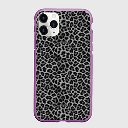 Чехол iPhone 11 Pro матовый Серо-черный узор леопардовой шкуры, цвет: 3D-фиолетовый