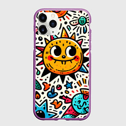 Чехол iPhone 11 Pro матовый Doodle parade, цвет: 3D-фиолетовый