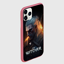 Чехол iPhone 11 Pro матовый The Witcher and fire, цвет: 3D-малиновый — фото 2