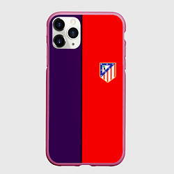 Чехол iPhone 11 Pro матовый Атлетико полосы, цвет: 3D-малиновый