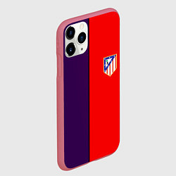 Чехол iPhone 11 Pro матовый Атлетико полосы, цвет: 3D-малиновый — фото 2