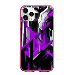 Чехол iPhone 11 Pro матовый White and purple abstraction on a black background, цвет: 3D-малиновый