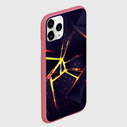 Чехол iPhone 11 Pro матовый Золотые яркие неоновые плиты, цвет: 3D-малиновый — фото 2