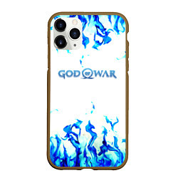 Чехол iPhone 11 Pro матовый God of War синий огонь